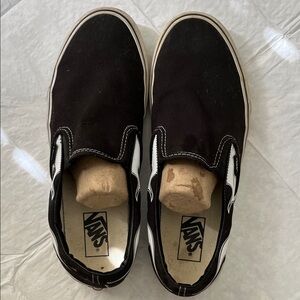 Vans Men's Black and White Slip-On Sneakers